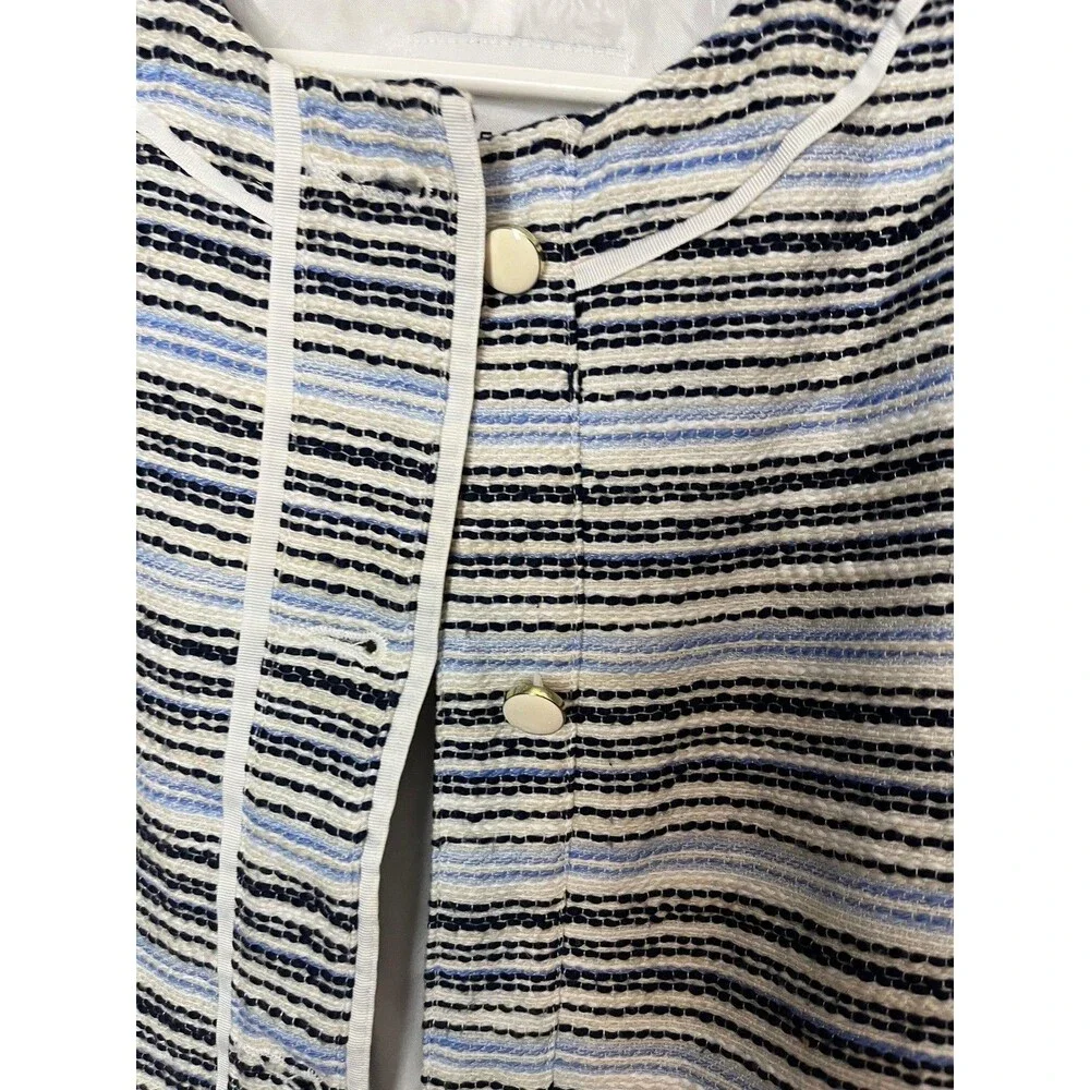 Janie and‎ Jack Jacket Girls 12 Blue Black White Striped Tweed Snap Button Lined